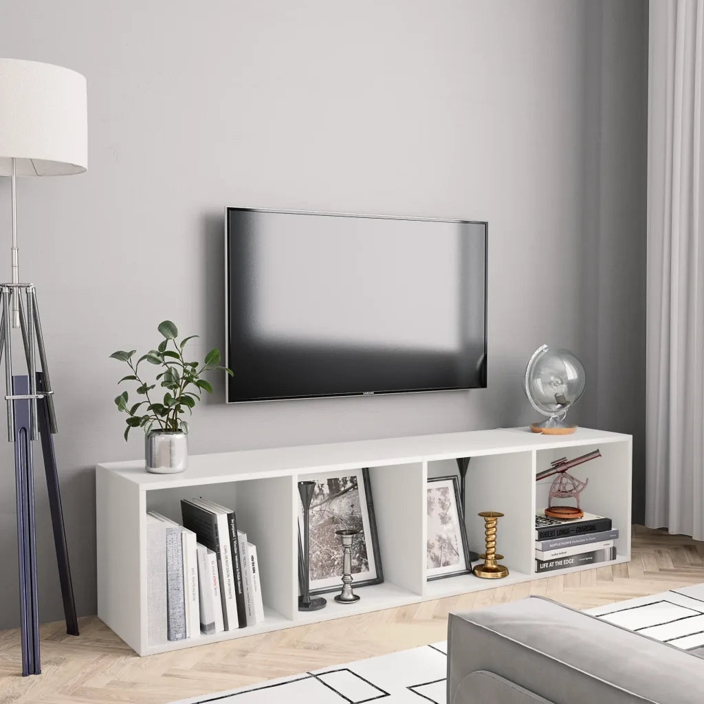 Libreria-Mobile TV Bianco 143x30x36 cm