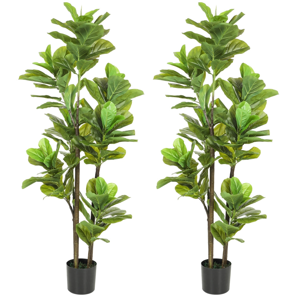 Pianta Artificiale Ficus Lyrata 150 cm ¨C Xylo ¨C Verde con Vaso Cemento Set 2 Pezzi