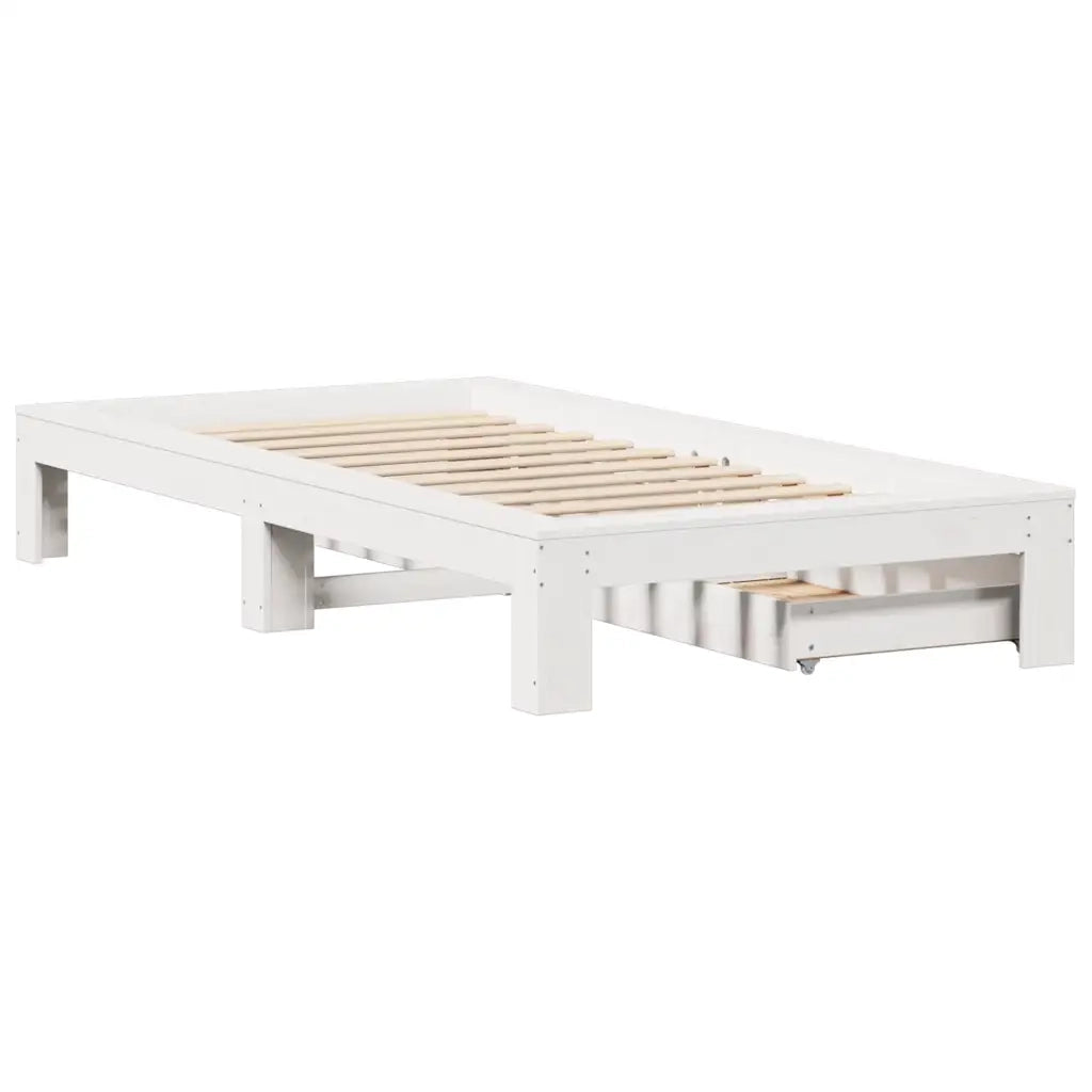 Letto singolo | Letto per adulti | Giroletto senza Materasso Bianco 90x200 cm Legno Massello Pino
