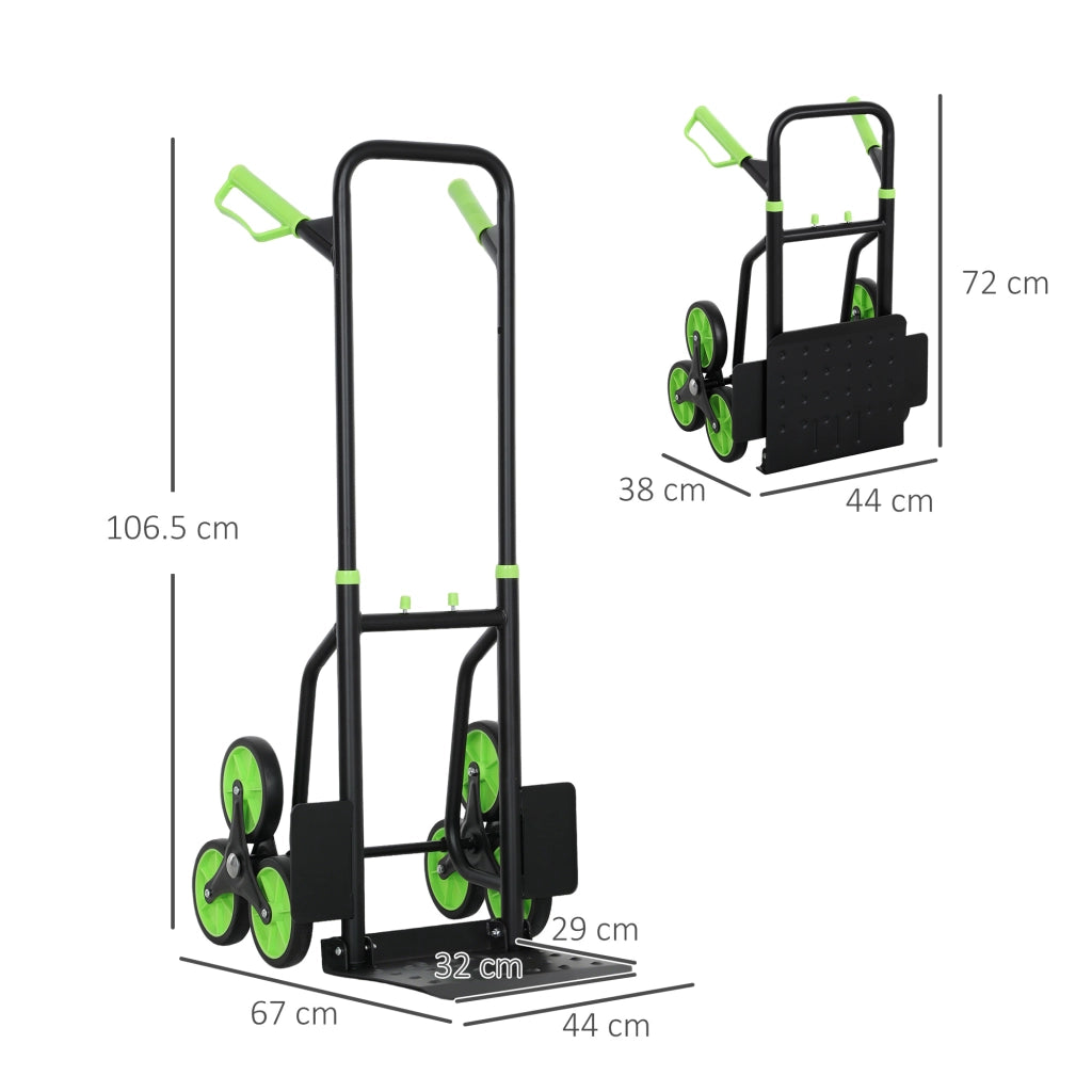 Carrello Portapacchi Pieghevole 6 Ruote ¨C Zephmum ¨C Verde 120kg Acciaio