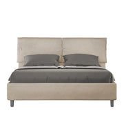 BS COM Letto matrimoniale con rete imbottito 160x210 microfibra sabbia