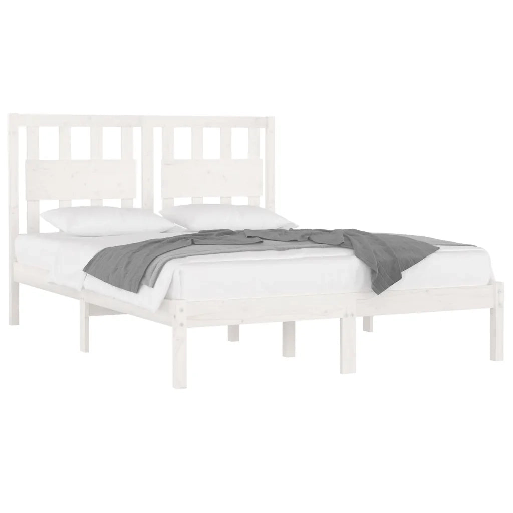 Giroletto-Struttura Letto Bianco in Legno Massello di Pino 140x200 cm 752686