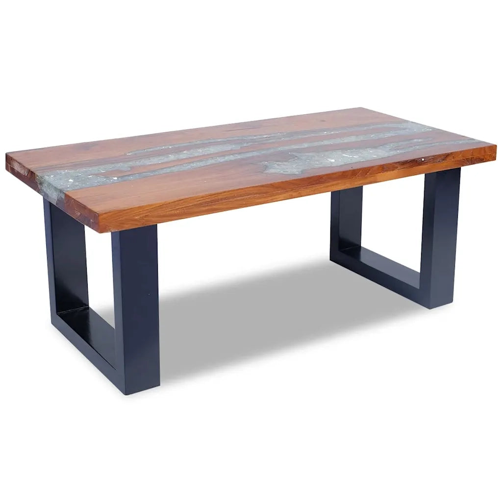 Tavolino da salotto | Tavolino da caff¨¨ | Tavolino da Soggiorno in Legno di Teak e Resina 100x50 cm