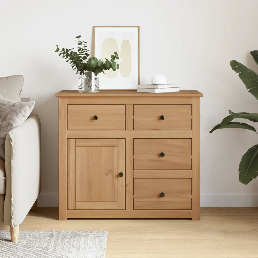 Credenza | Madia | Buffet da pranzo | Armadio da pranzo con Cassetti PANAMA 93x40x80 cm Legno Massello di Pino