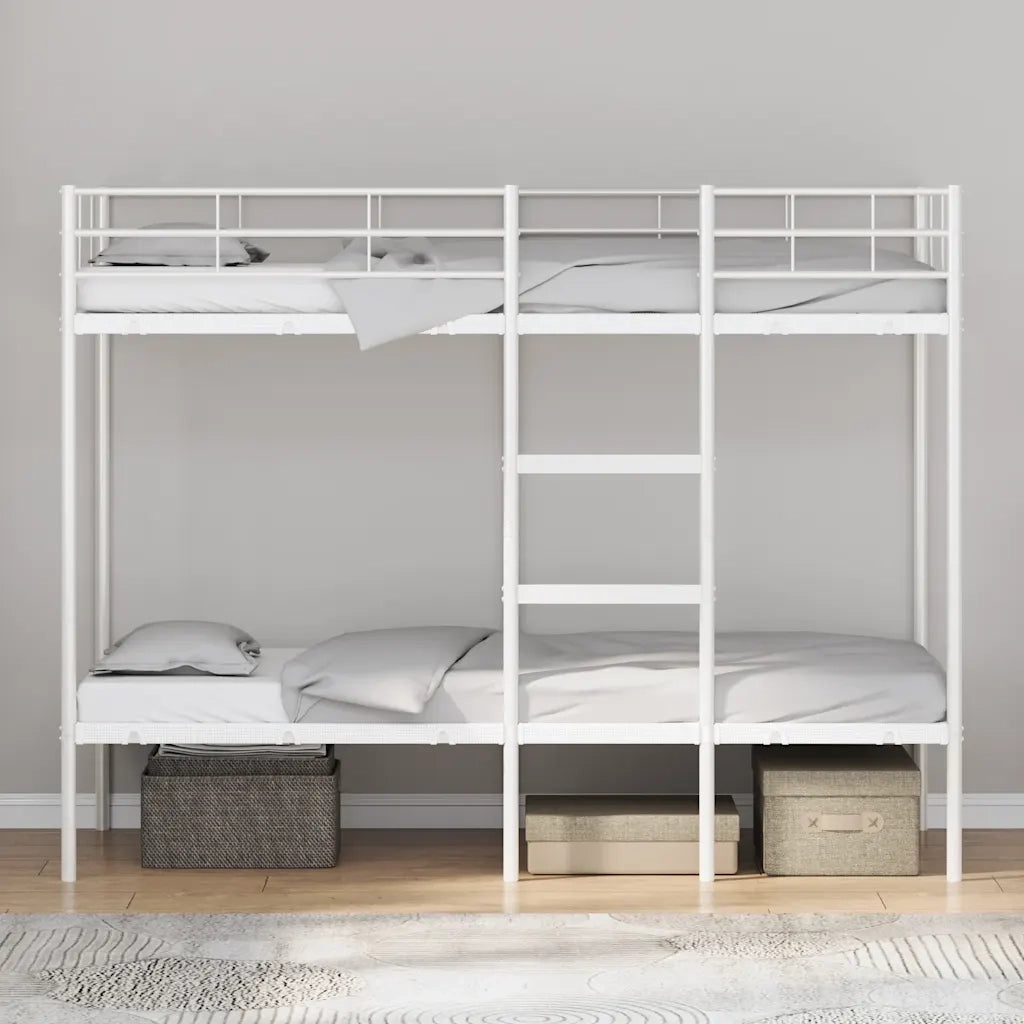 Letto a Castello senza Materasso-Struttura Letto a Castello Bianco 75x190 cm in Acciaio 713400