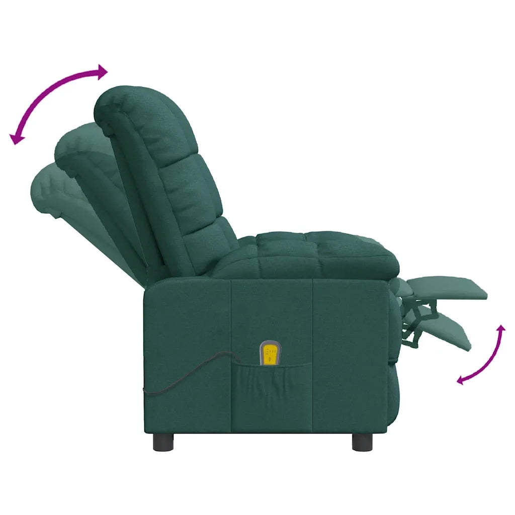 Poltrona Massaggiante Reclinabile Verde Scuro in Tessuto cod mxl 39196