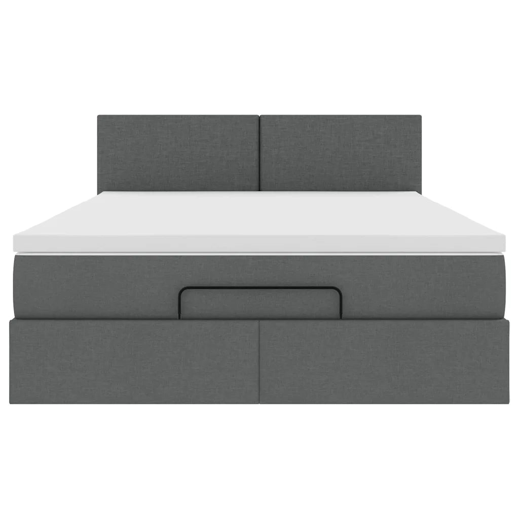 Pouf Letto con Materasso e LED Grigio Scuro 140x200 cm 3312230