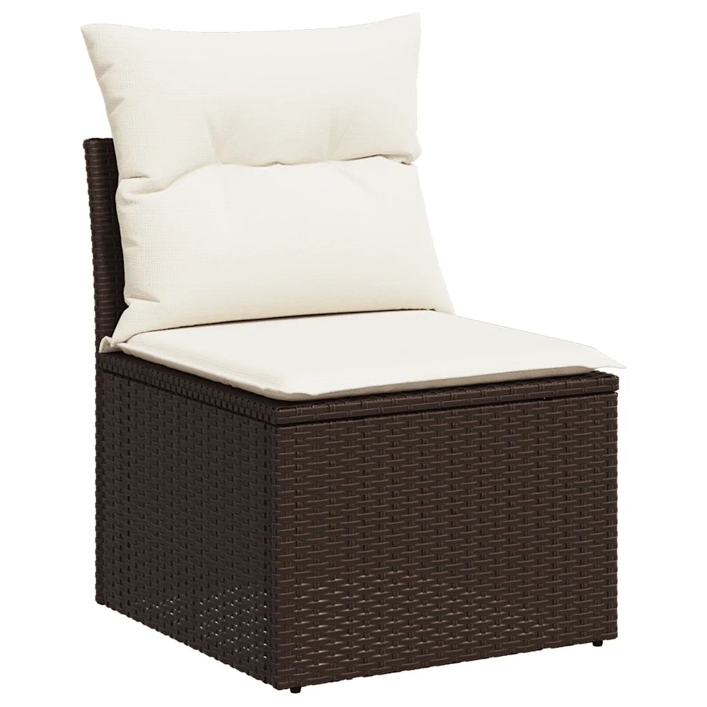 Set Divani da Giardino 10pz con Cuscini in Polyrattan Marrone 3269373
