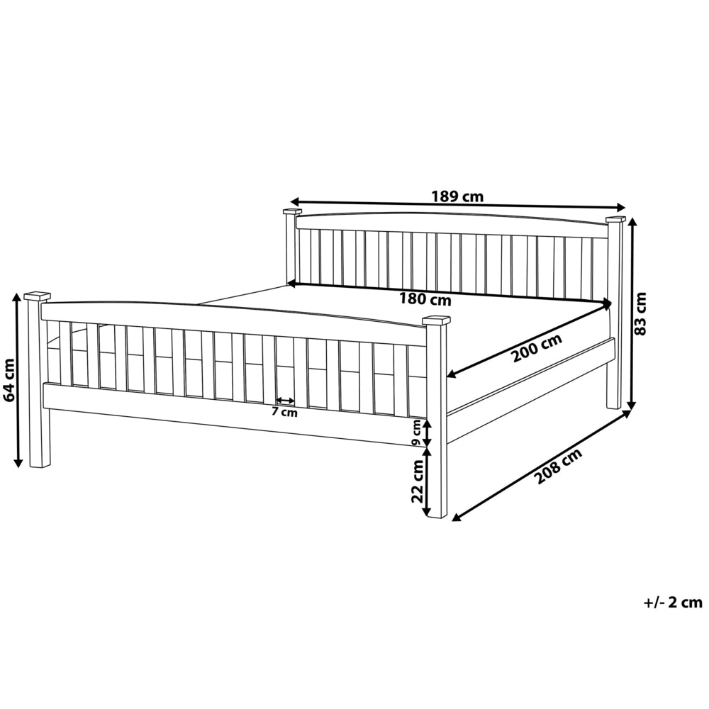Letto matrimoniale in legno di pino bianco 180 x 200 cm Super King Size a doghe