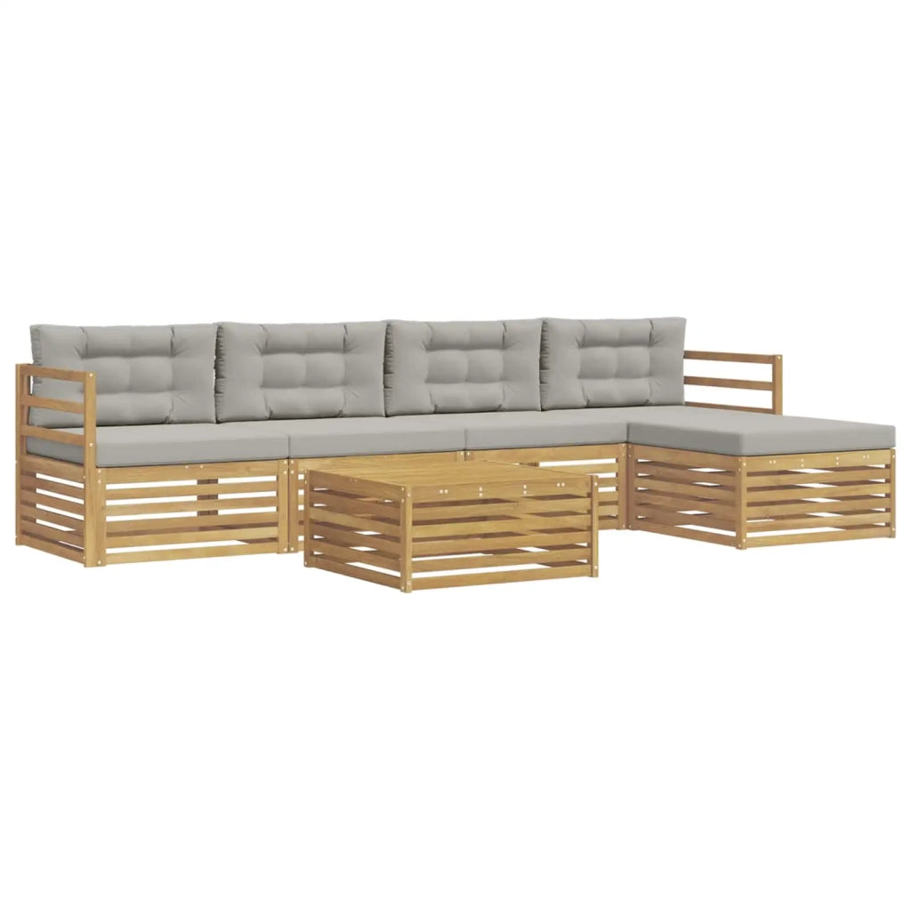 Set di divani da esterno 6 pz Bianco e Grigio Chiaro Poliestere 3390346