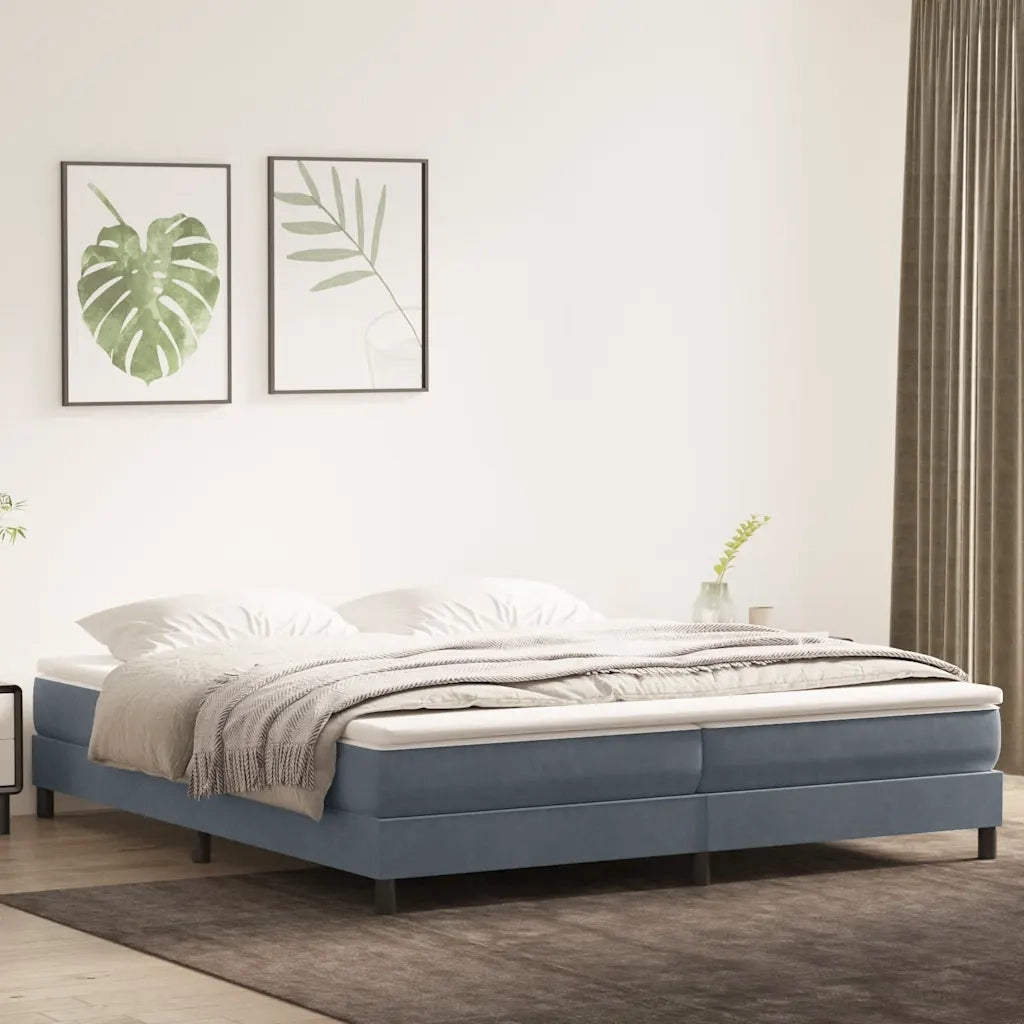 Letto matrimoniale | Letto per adulti | Letto a Molle senza Materasso Grigio Scuro 200x210 cm Velluto