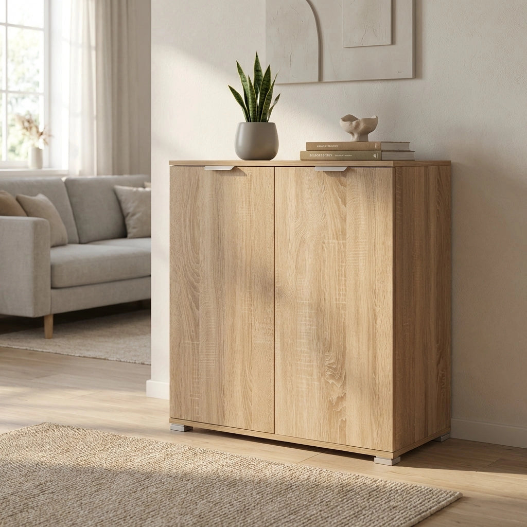Armadietto da Bagno con 2 ante in Legno Composito cm 75x38x85 - PAUL