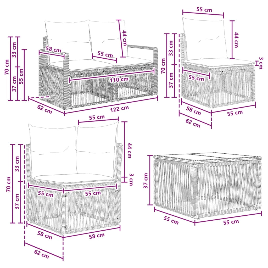 Set Divano da Giardino 11 pz Nero polyrattan 3435760