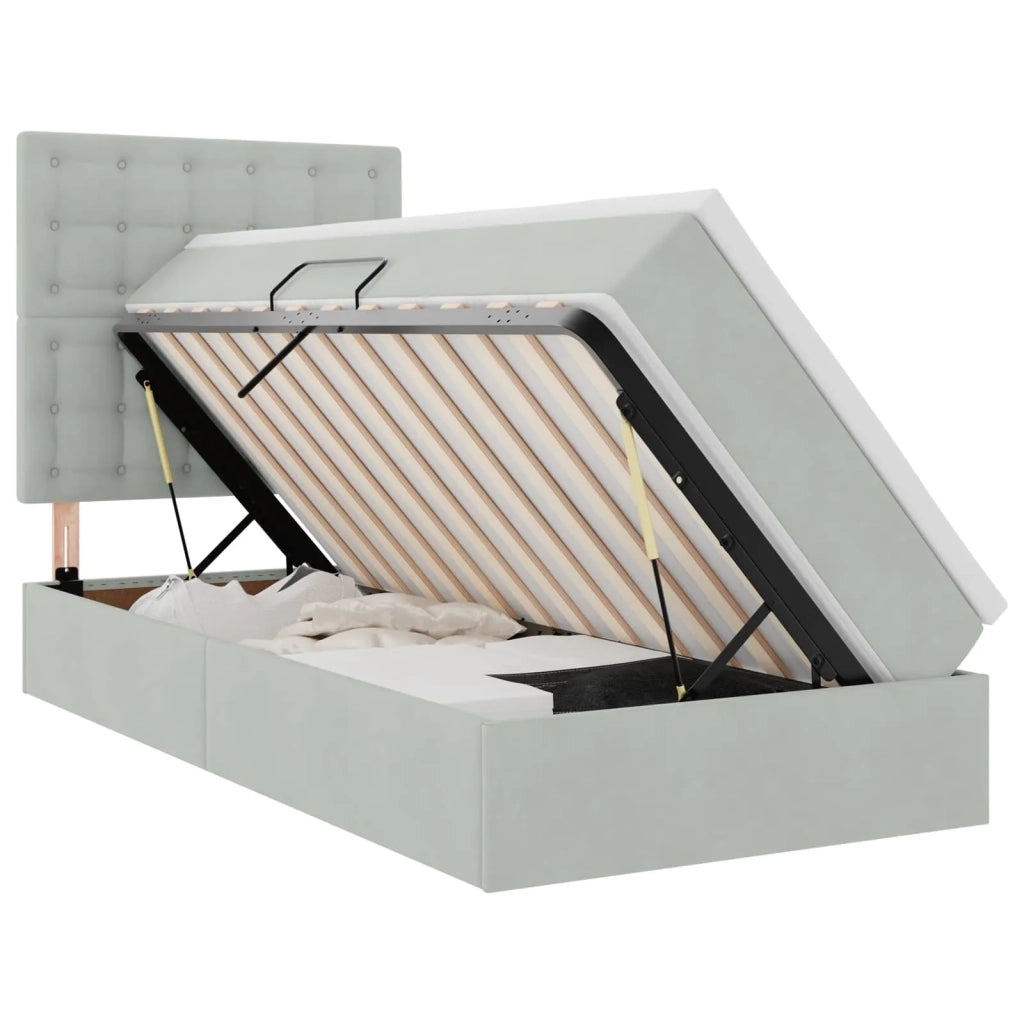Letto con contenitore e LED Grigio chiaro 90 x 190 cm Velluto 3372753