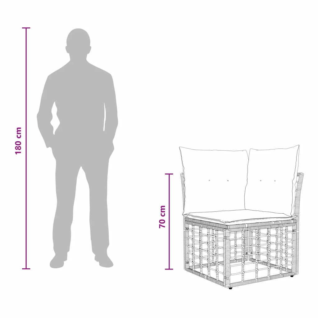 Set di divani da esterno con cuscino 3 pz | Set Salotto da Giardino Nero Poliestere