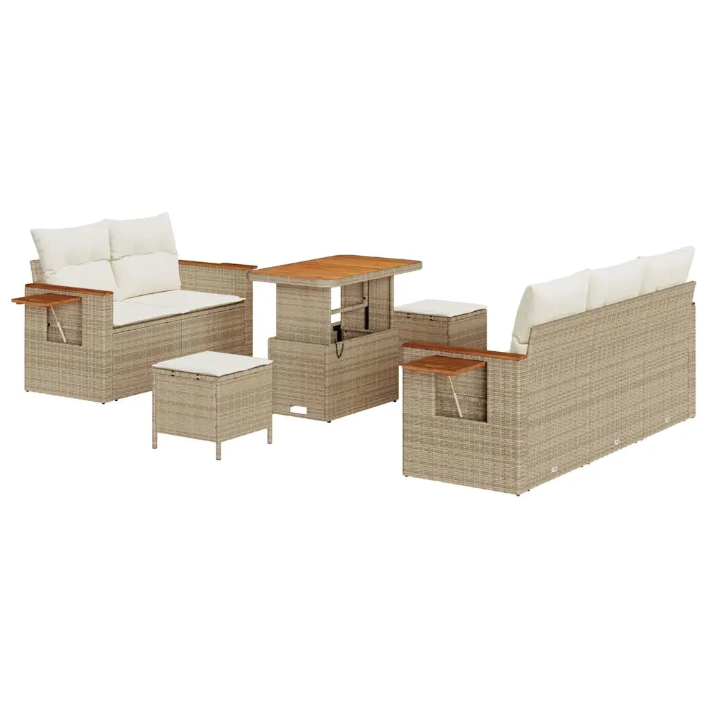 Set Divano da Giardino 10 pcs Beige e Crema polyrattan