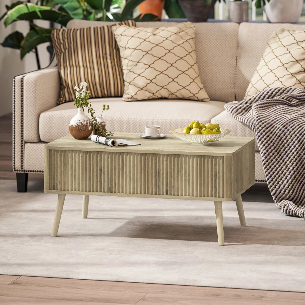 Tavolino da caff¨¨ con scomparto ¨C Xylo ¨C legno di pino, effetto rovere, 91x56x43 cm
