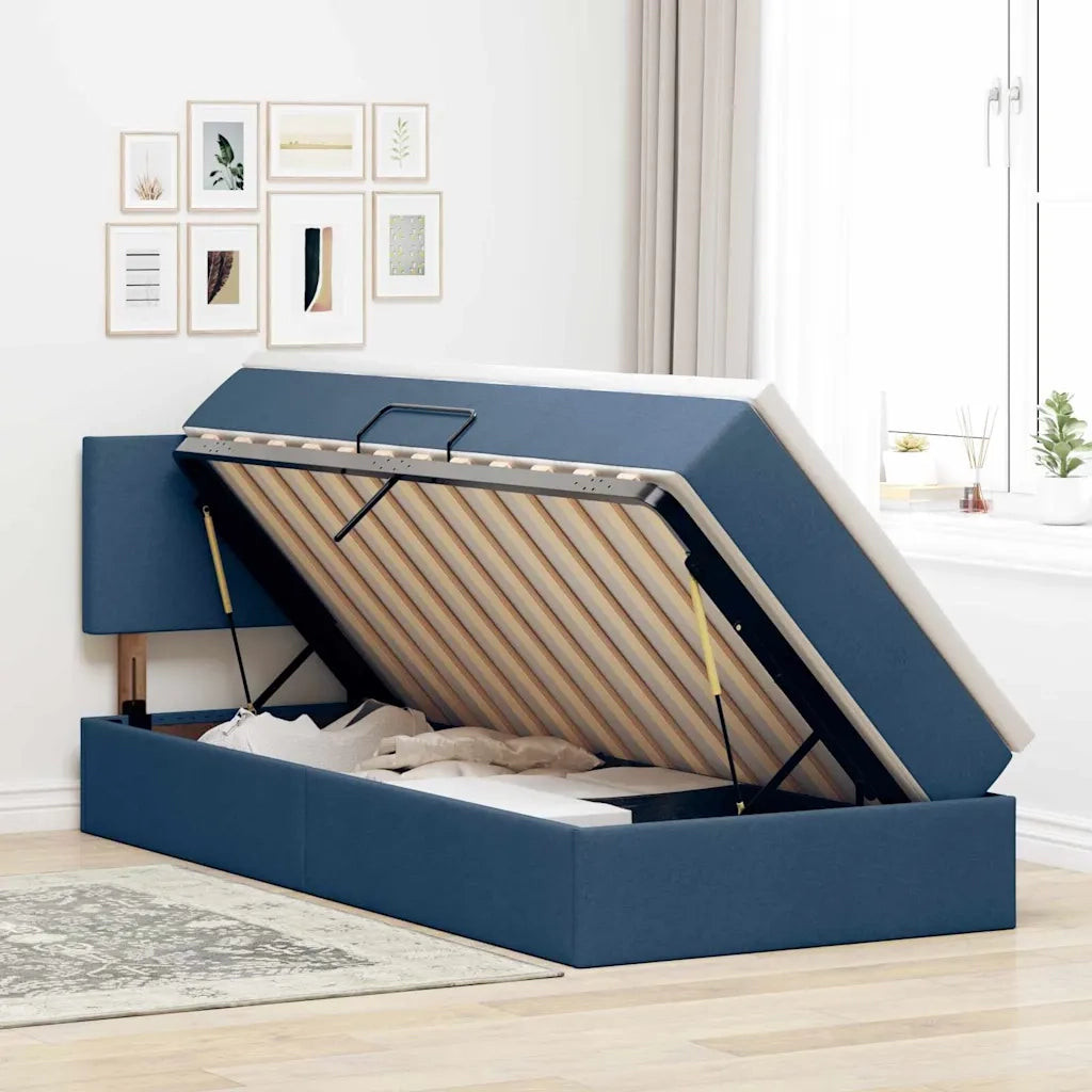 Letto con contenitore e materasso con materasso Blu 90 x 190 cm