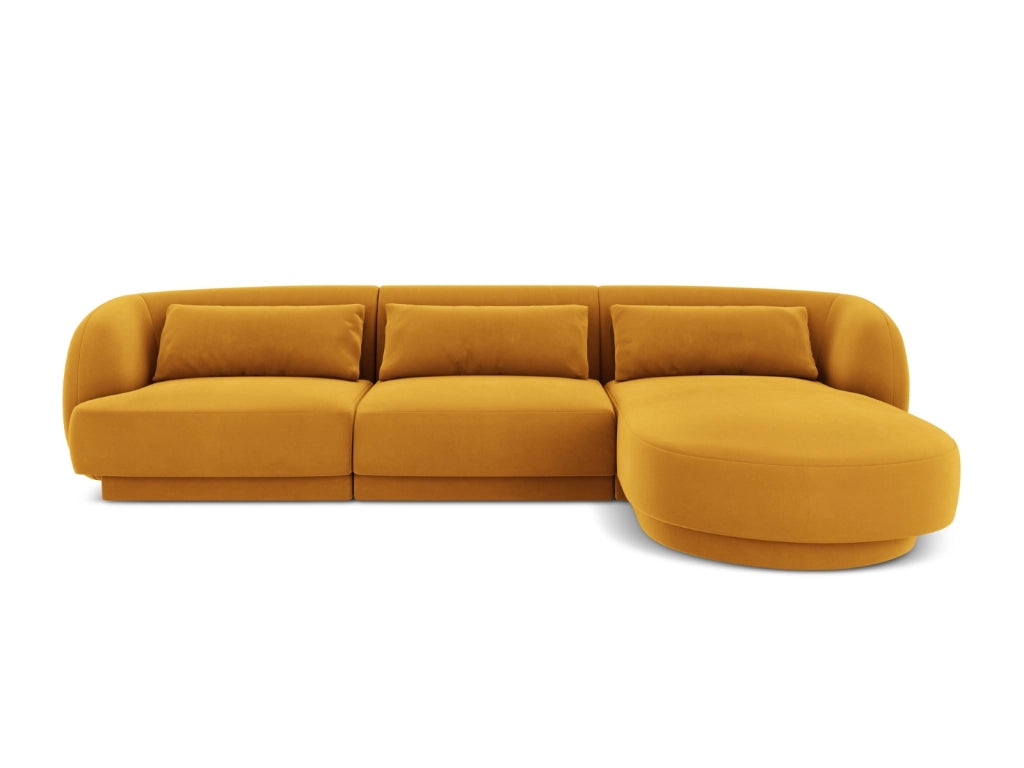 Cosmopolitan Design - Divano angolare destro "Tulum" 4 posti in velluto giallo 