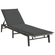 Lettino Prendisole | Sdraio da giardino | Lettino da sole con Cuscino Grigio Chiaro in Polyrattan