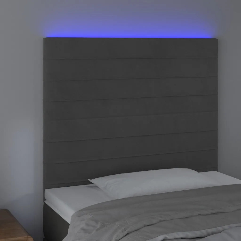 Testiera a LED Grigio Scuro 80x5x118/128 cm in Velluto 3122595
