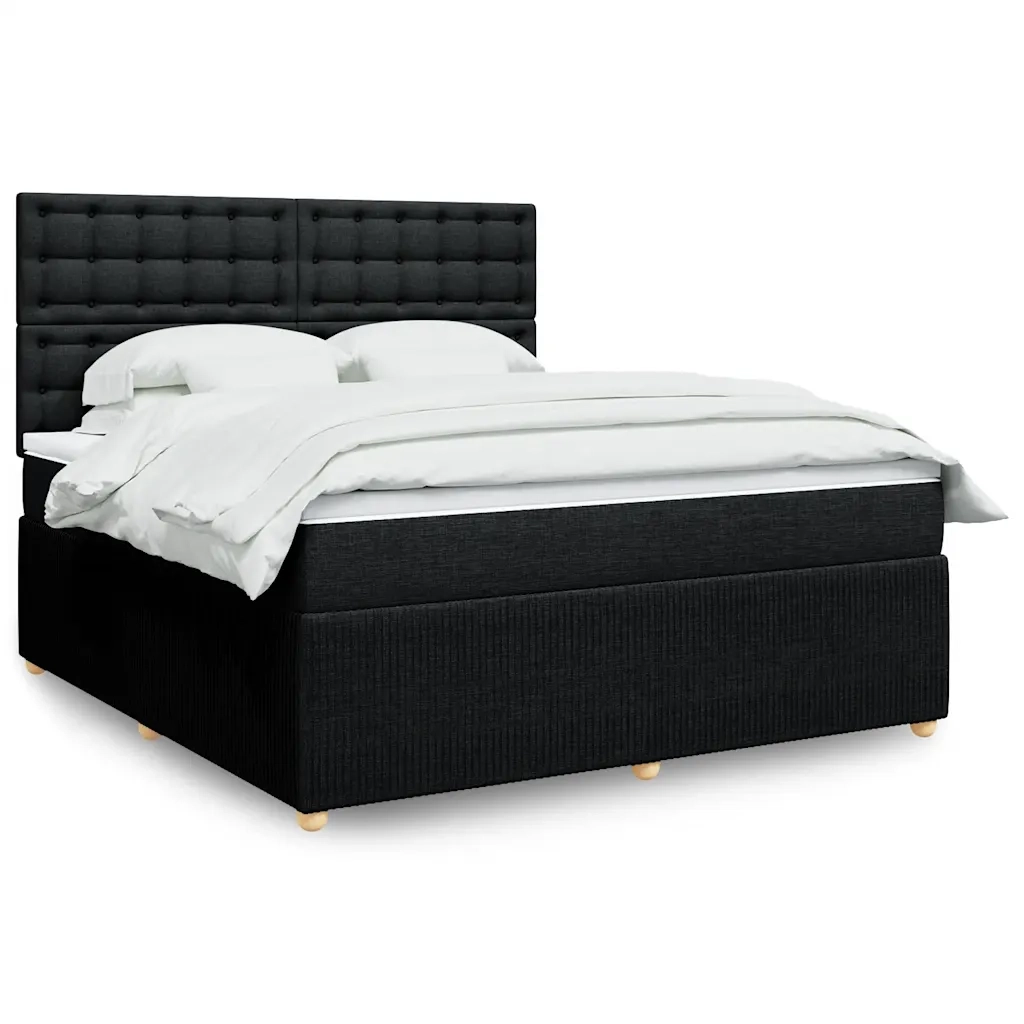 Giroletto a Molle con Materasso Nero 180x200 cm in Tessuto