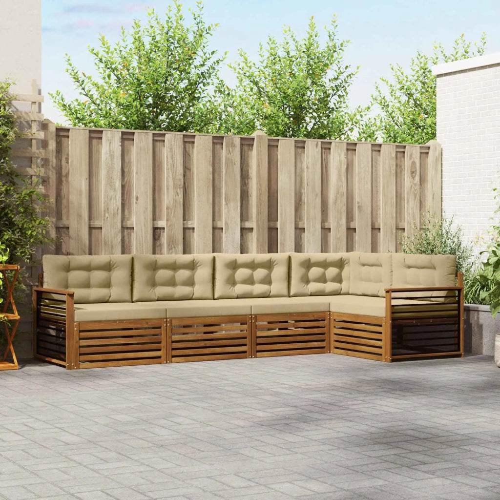 Set di divani da esterno con cuscino 5 pcs Naturale e Beige 3373473