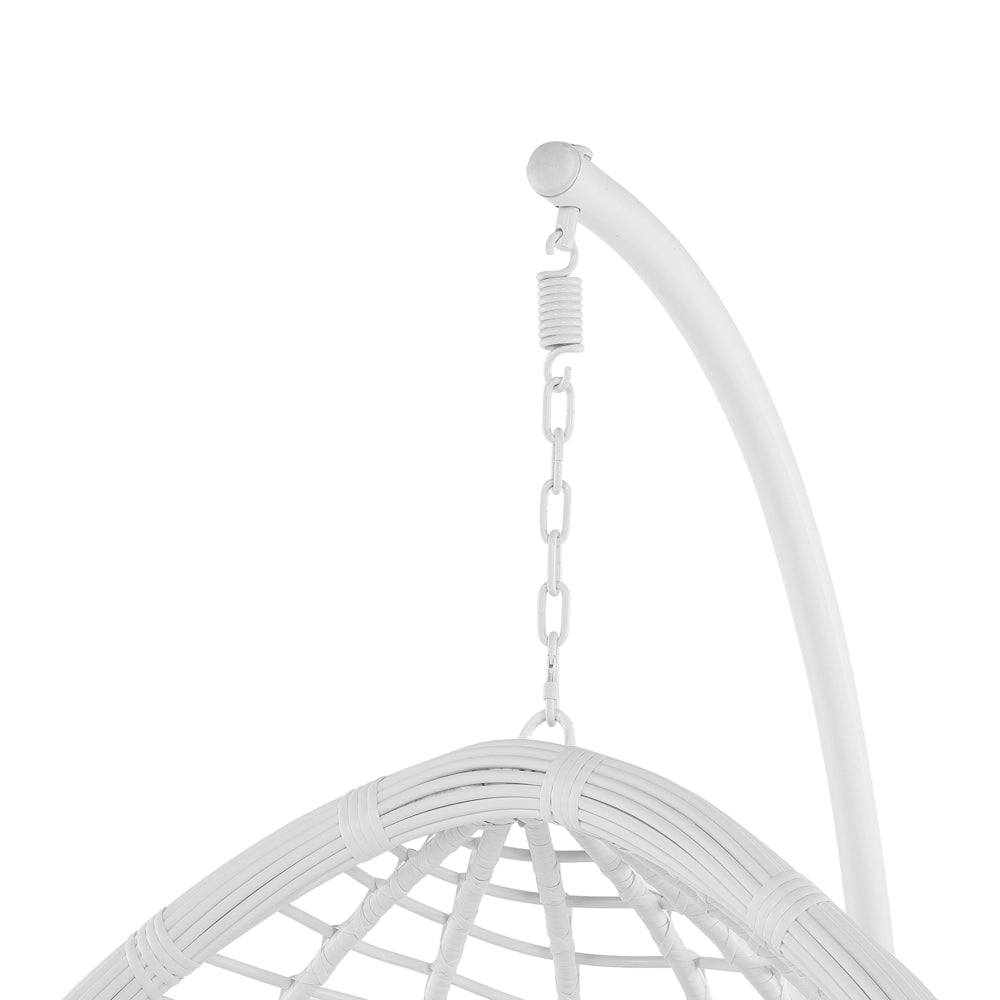 Sedia sospesa poltrona pensile in rattan sintetico bianco altalena a forma di uovo in vimini rustico Boho