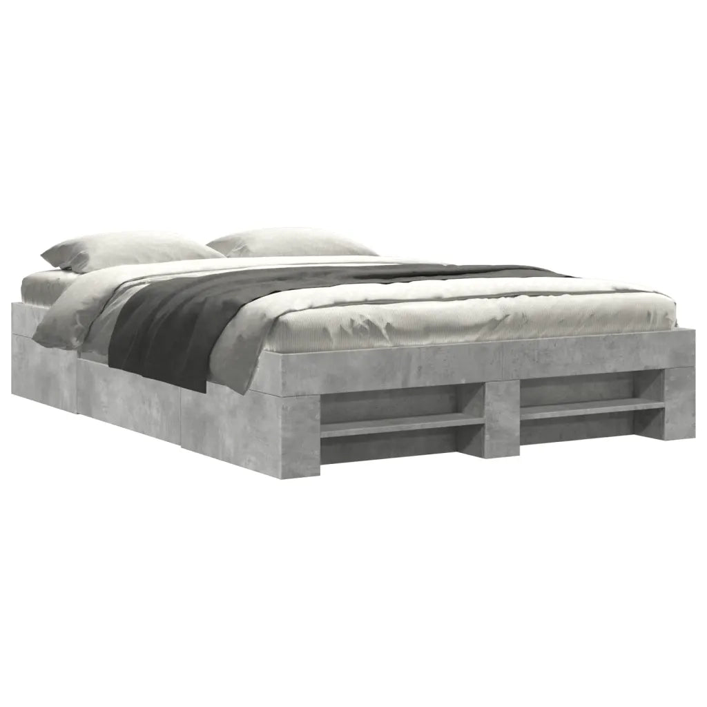 Letto matrimoniale | Letto per adulti | Giroletto Grigio Cemento 135x190 cm in Legno Multistrato