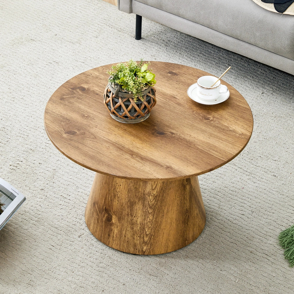 Tavolino rotondo in MDF effetto legno naturale ¨C 60 cm di diametro, 35 cm di altezza. Con rivestimento in laminato effetto legno di alta qualit¨¤ ¨C ide