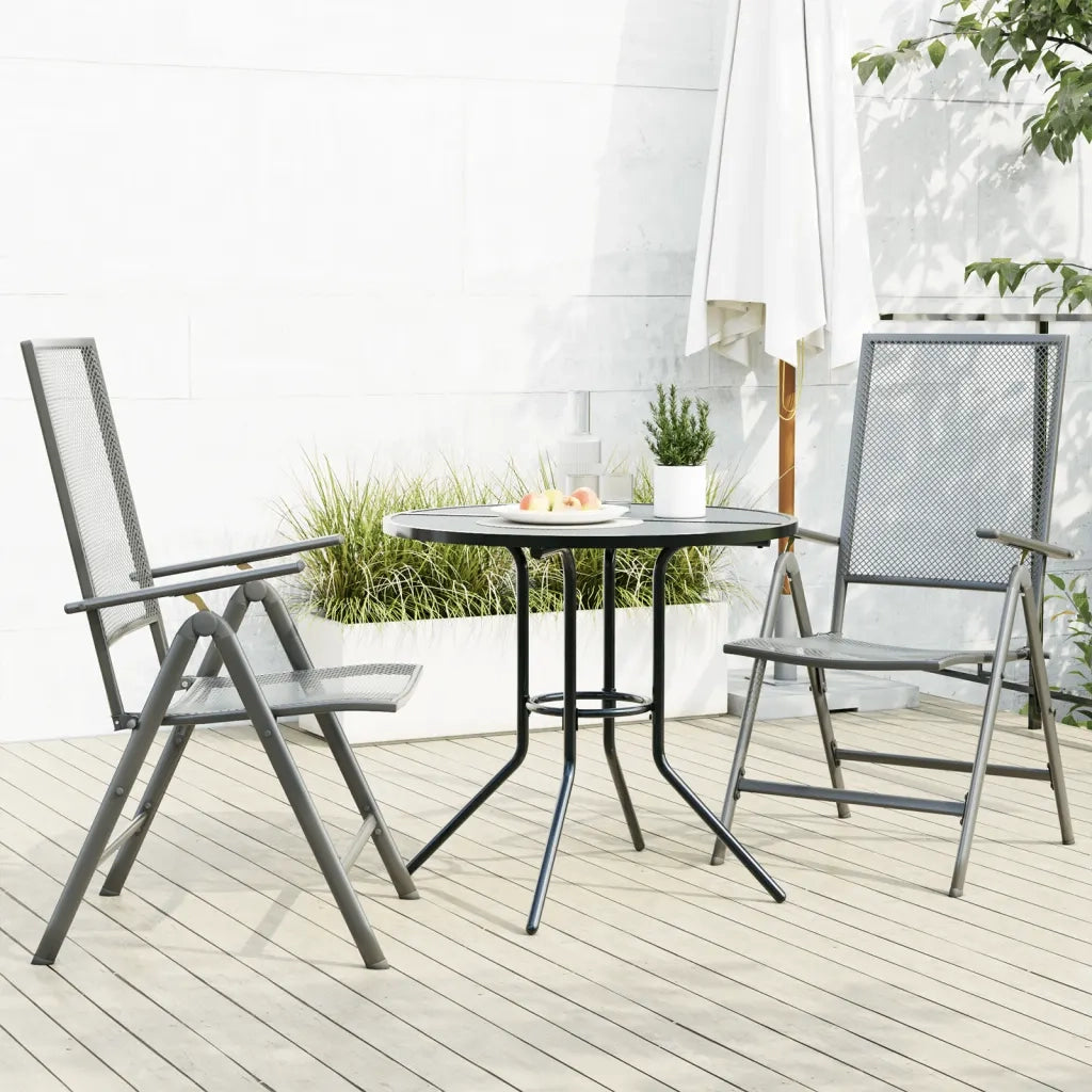 Set Sedie Giardino Reclinabili 3pz Antracite Acciaio Verniciato 3283760
