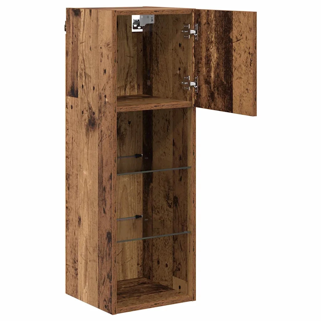 Mobile TV da Parete | Armadietto TV | Mobile Porta TV con LED Legno vecchio 30,5 x 30 x 90 cm