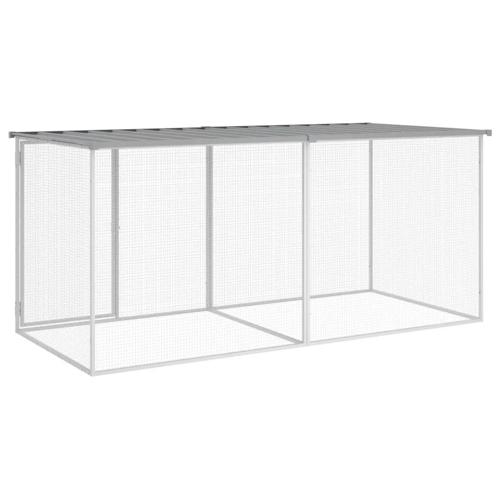 Gabbia per polli con tetto grigio chiaro 203x98x90 cm in acciaio zincato CFW9633839