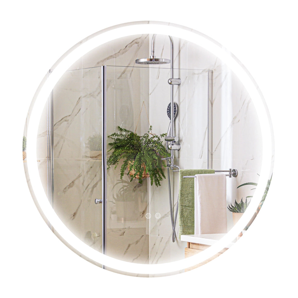 Specchio da Bagno Rotondo con LED e Touch ¨C Minimal ¨C Bianco 60x60 cm