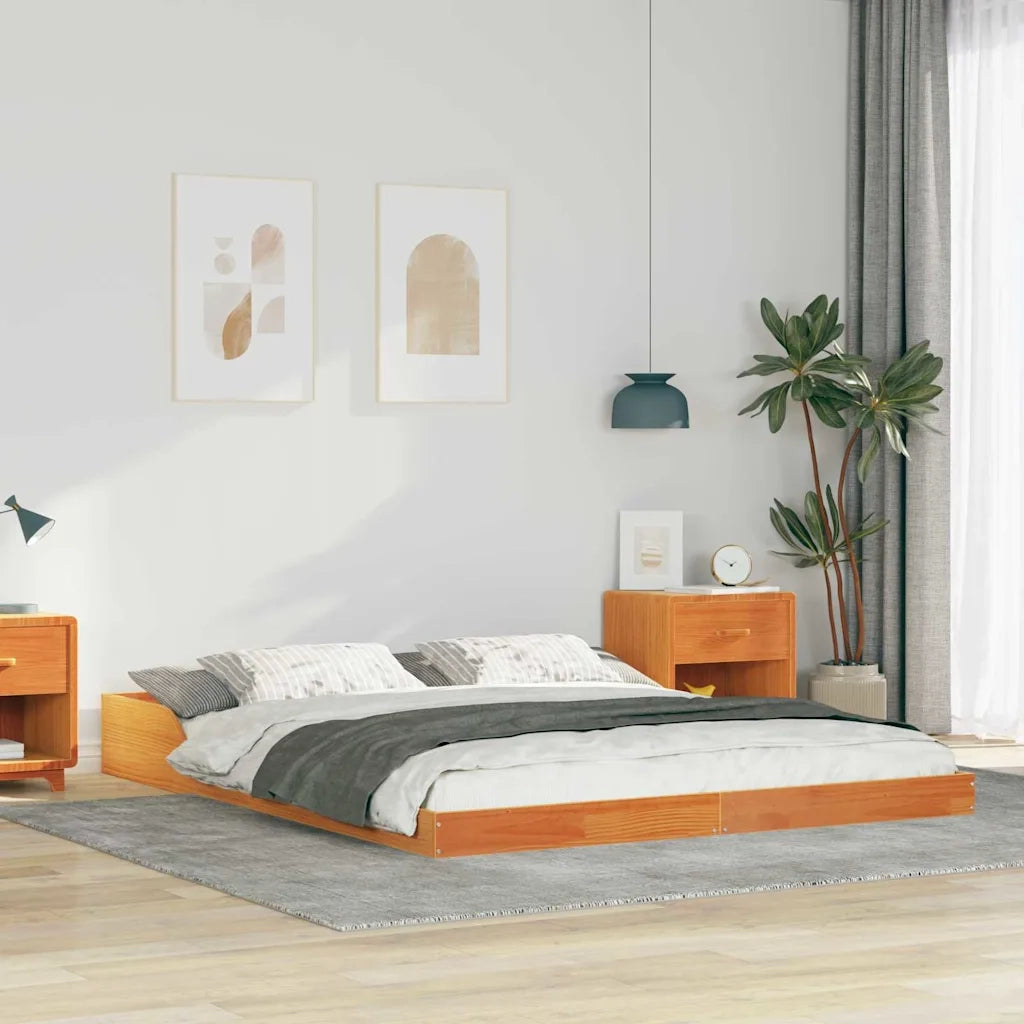 Struttura del letto Marrone cerato 140 x 220 cm Pino massello 873375