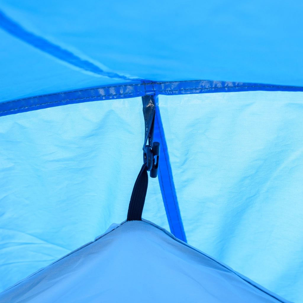 Tenda a tunnel per 2-3 persone, tenda da campeggio 190T con picchetti, in fibra di vetro e poliestere, azzurra, 426x206x154 cm