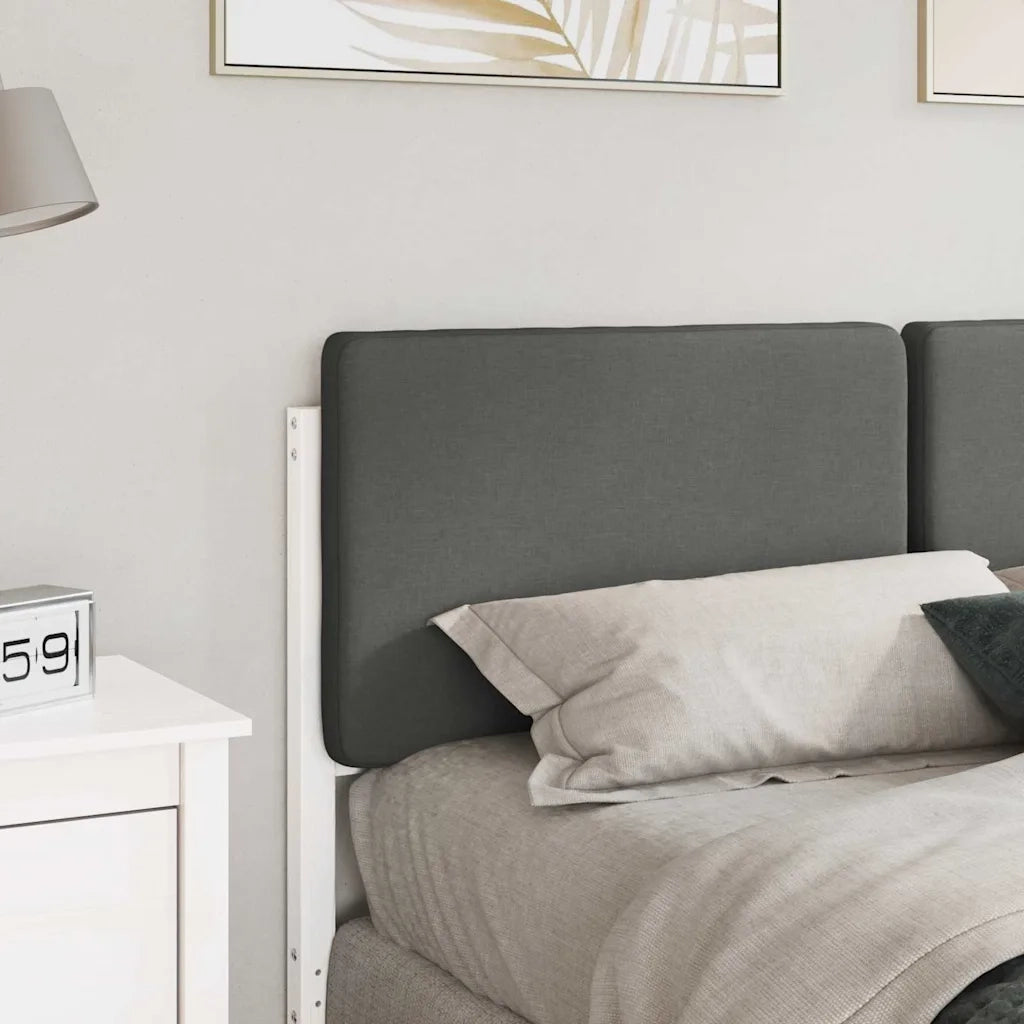Testiera | Testata imbottita Bianco e grigio chiaro 120 cm Pino massello