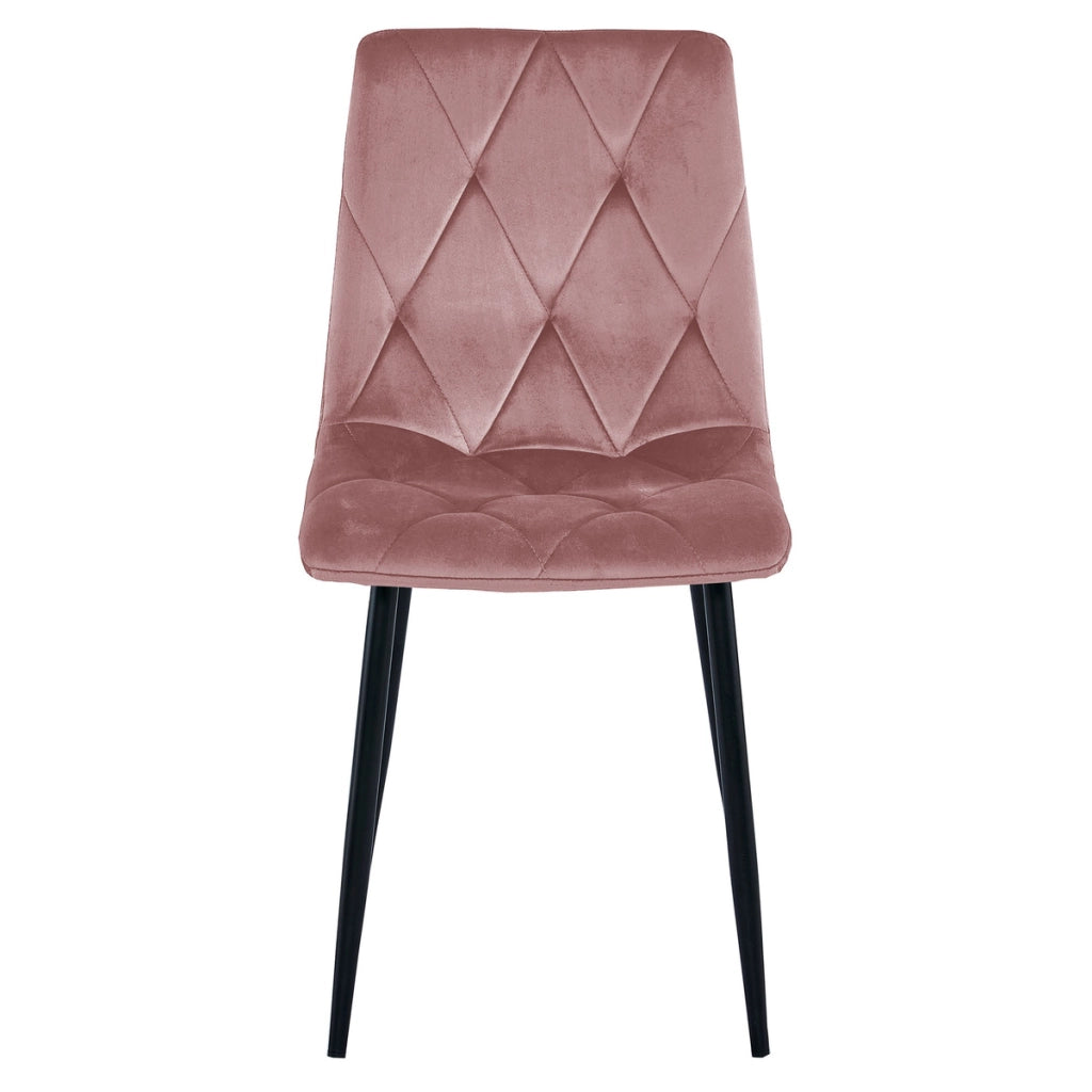 Sedia Libra in velluto rosa con gambe in metallo nero