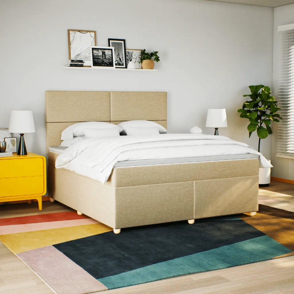 Giroletto a Molle con Materasso Crema 180x200 cm in Tessuto 3291357