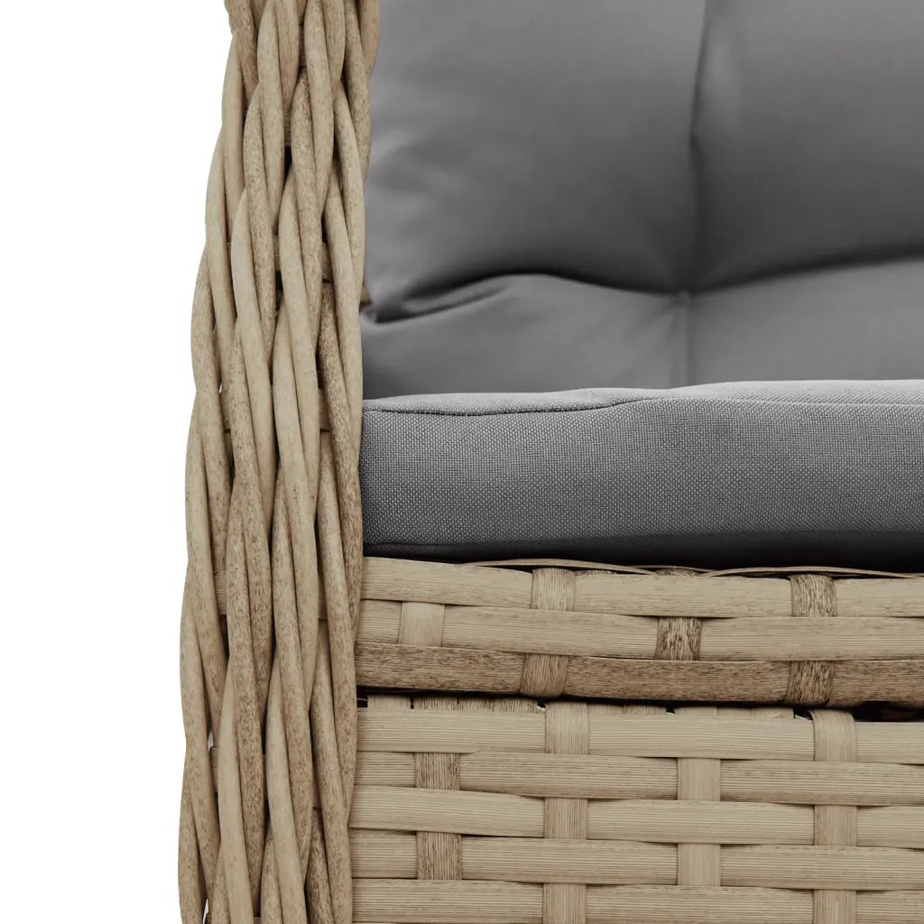 Set da Pranzo da Giardino 3 pz | Set Salotto da Giardino con Cuscini Beige in Polyrattan