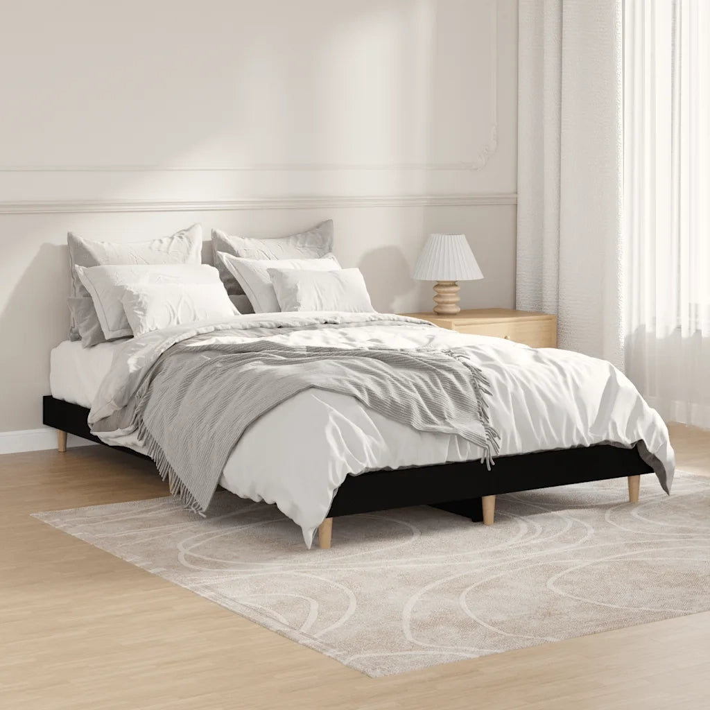 Letto matrimoniale | Letto per adulti | Giroletto Nero 120x190 cm in Legno Multistrato