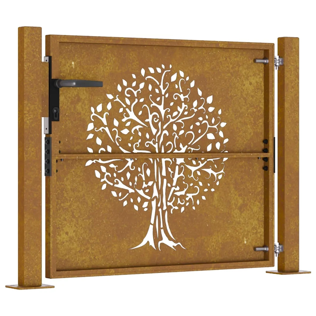 Cancello da giardino 100x75 cm in acciaio Corten con design ad albero 153214