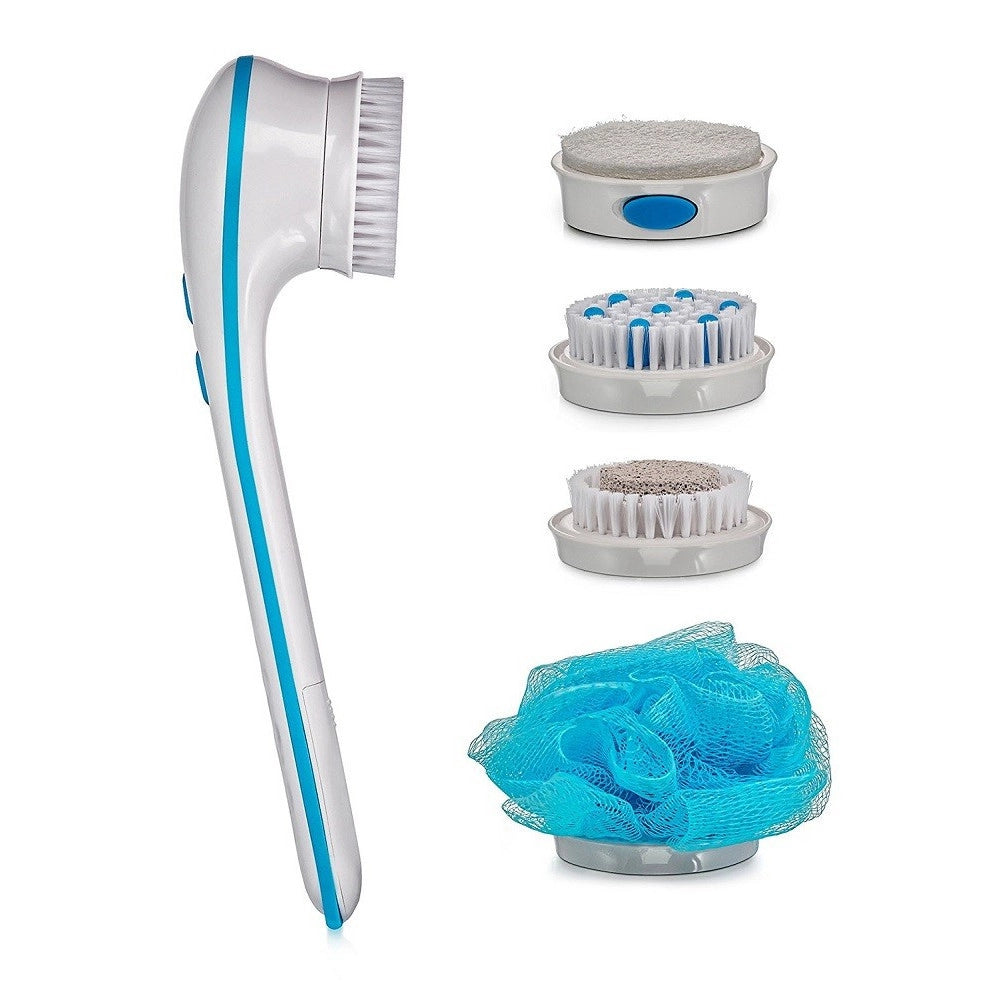 Trade Shop - Spazzola Corpo Elettrica Spin Spa Doccia 5 In 1 Massaggio Schiena Pomice Spugna -