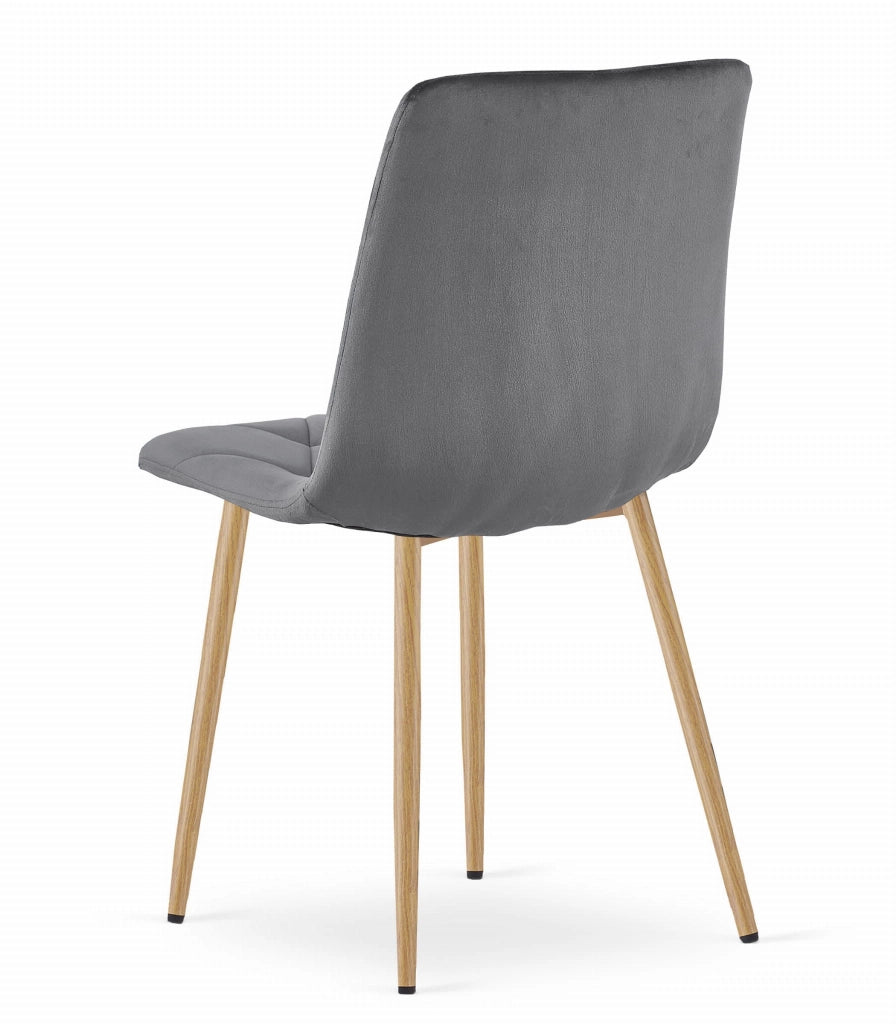 Sedia Valora TYRA in velluto grigio scuro con gambe in legno x3
