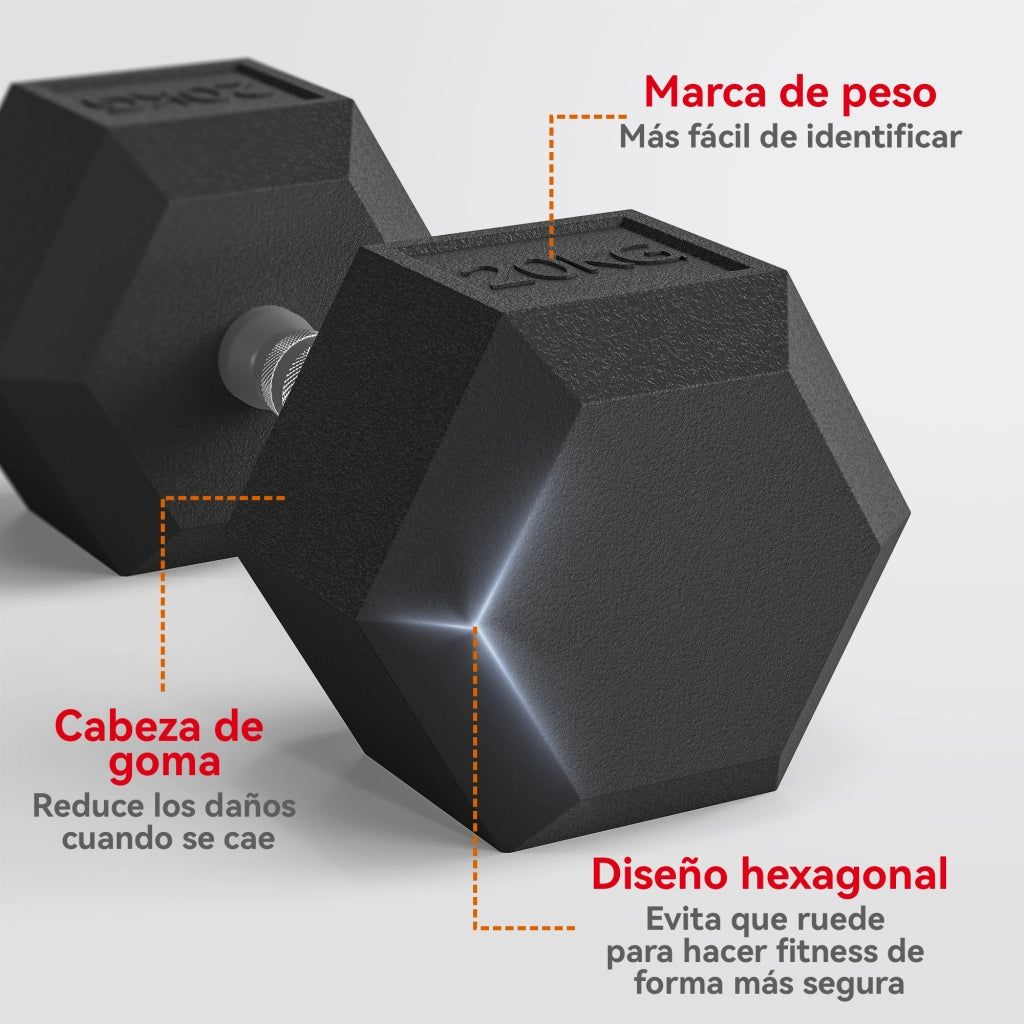 Pesas Esagonali in Ghisa 20 kg ¨C Minimal ¨C Nero