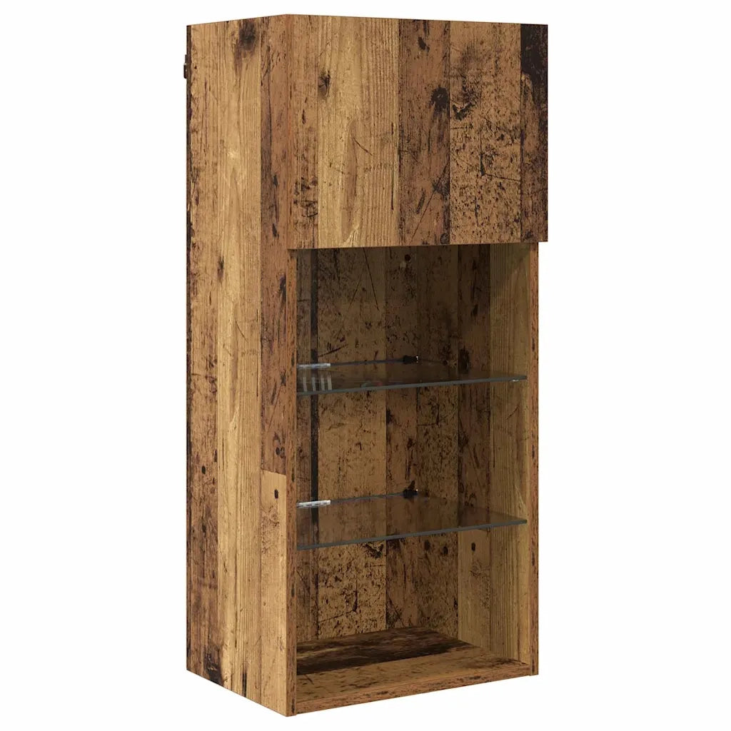 Mobile TV da Parete | Armadietto TV | Mobile Porta TV con LED Legno vecchio 40,5 x 30 x 90 cm