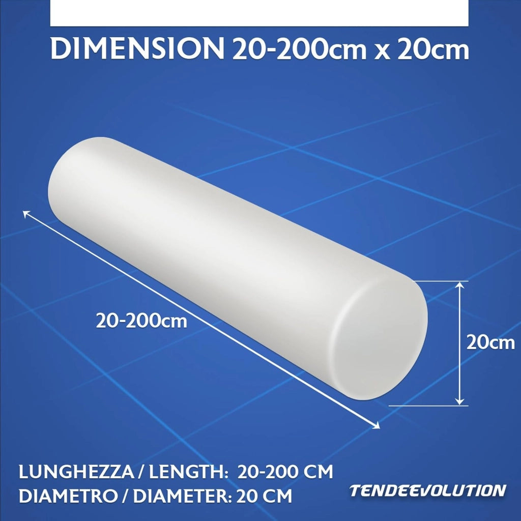 Cilindro in Gommapiuma per Divano Letto - Imbottitura in Spugna e Poliuretano - Rullo Foam - Diametro 20 cm - Lunghezza 140 cm