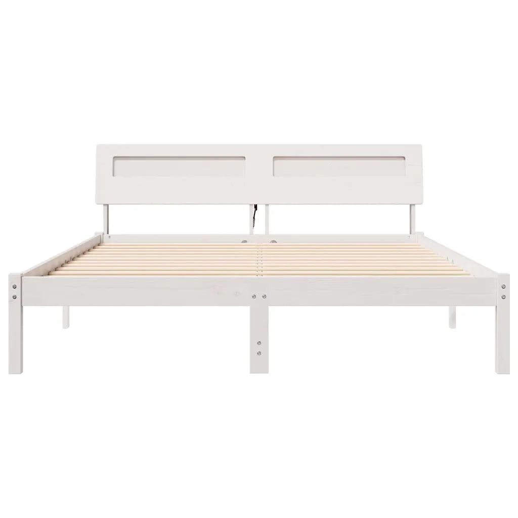 Struttura del letto-Giroletto-Rete del Letto Bianco 140 x 200 cm Pino massello 262337