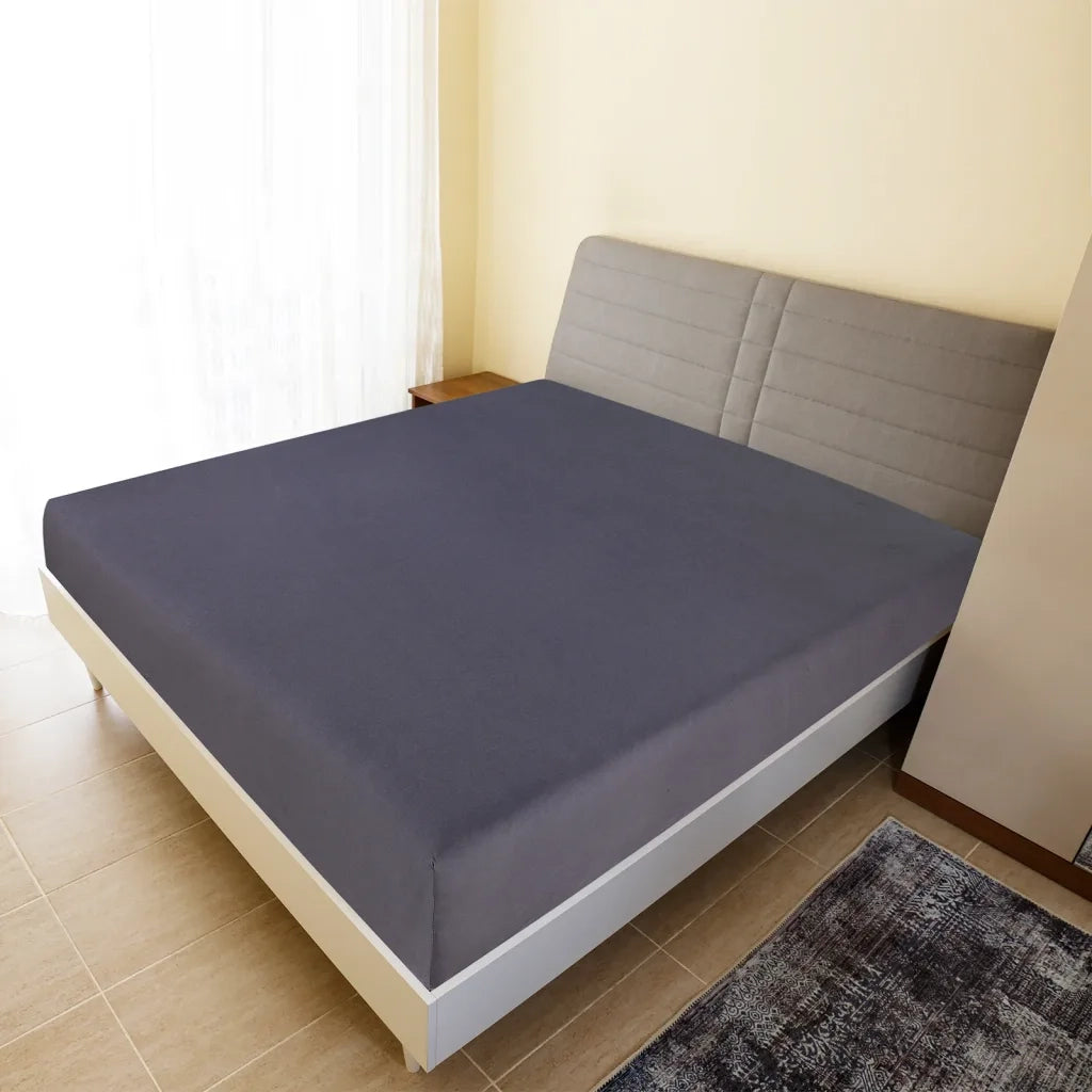 Lenzuolo con Angoli Jersey Antracite 180x200 cm Cotone CFW3878506