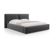 Cosmopolitan Design - Letto a cassettone con testiera doppia "Arendal" 180x200cm in velluto grigio 